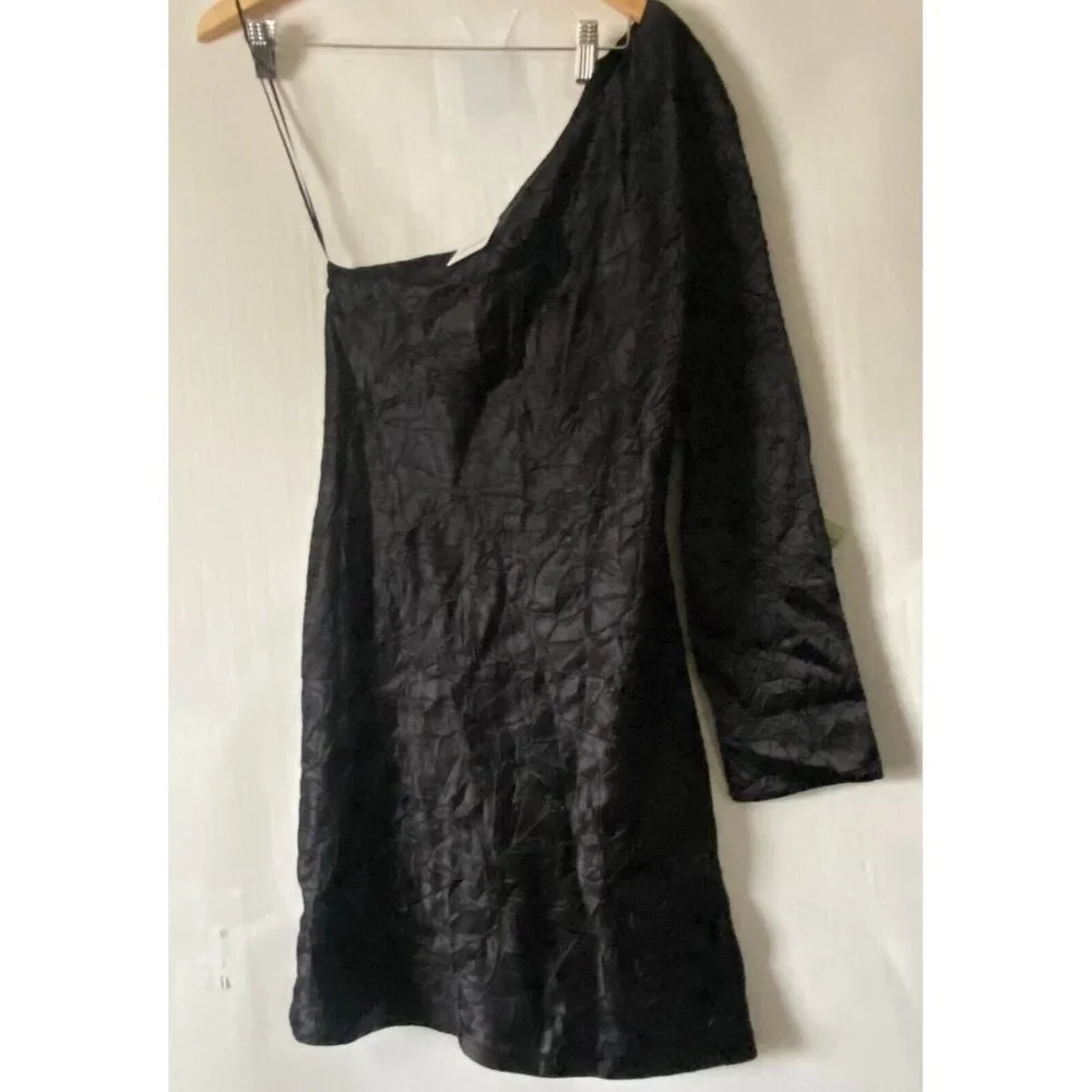 Free People Third Form Running Water One Shoulder Mini Dress Black M US10 NWT - Picture 5 of 10
